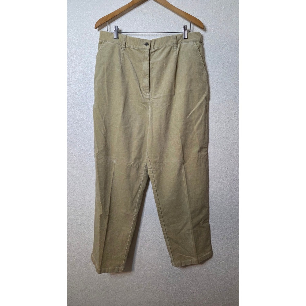 L.L. Bean Corduroy Pants Tan Cotton Stretch Straight Leg Casual Pants Womens 18